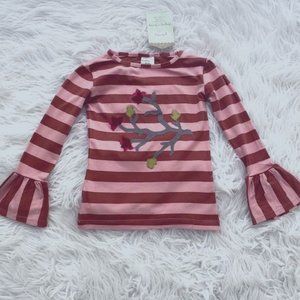 Persnickety Girls Applique Embroidered Bell Sleeve Jersey Tee Top Size 6 NWT